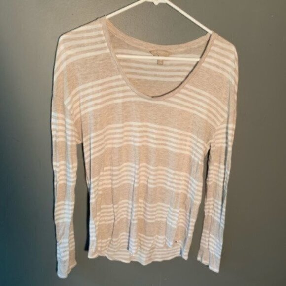 Banana Republic Long Sleeve Tan White Stripes - Picture 3 of 8